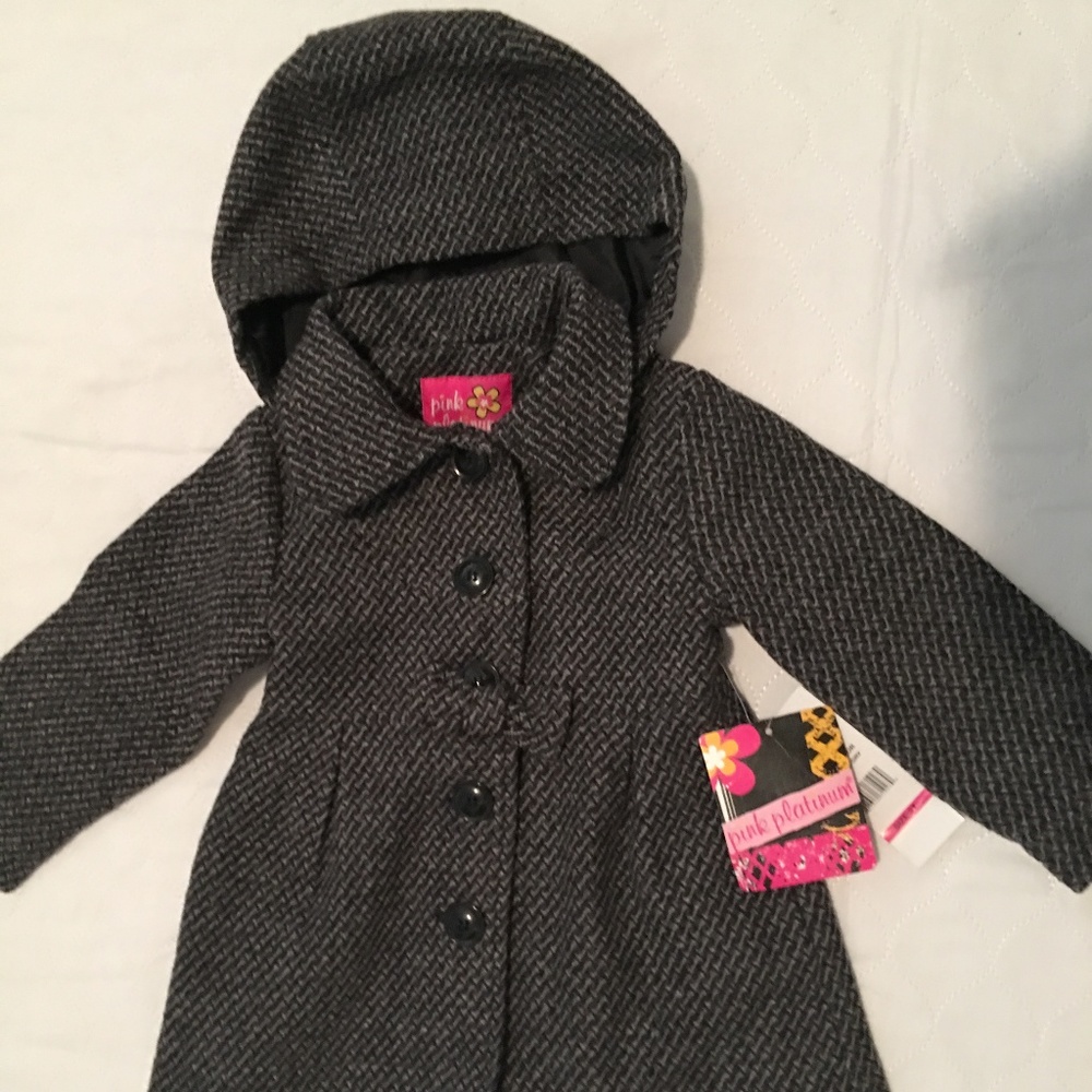 Pink Platinum Toddler Girl Wool Coat with Hood